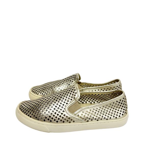 TORY BURCH JESSE GOLD METALLIC WHITE WOMEN SNEAKERS SIZE 7 NO BOX - Picture 1 of 10